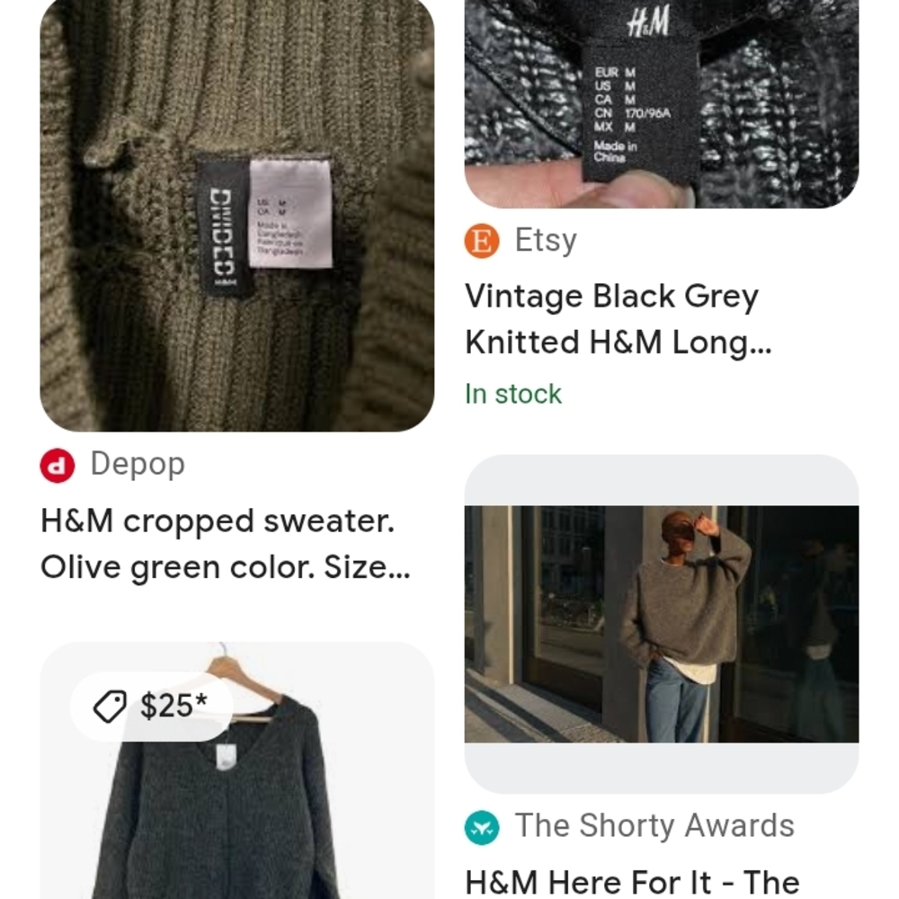 H&M Olive Green Women's Crewneck Sweater
